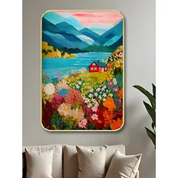 Myntra Elegant Homes Blue & Pink Floral And Botanical Printed Wooden Wall Art-image-31