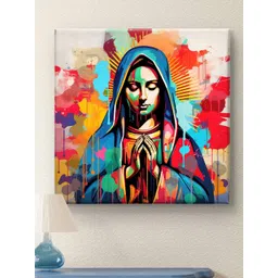 Myntra Elegant Homes Blue & Red Mary Printed Canvas Wall Art-picture-10