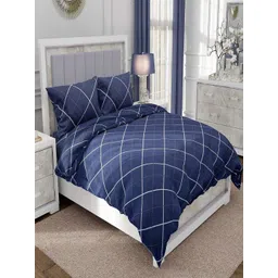 Myntra Elegant Homes Blue & White Geometric Polycotton 3 Piece Single Fine Bedding Set-picture-22