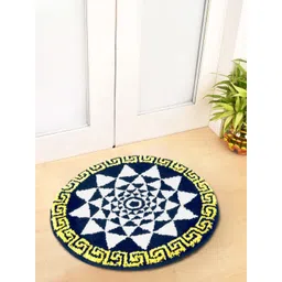 Myntra Elegant Homes Blue & White Geometric Printed Anti-Skid Doormat-picture-14