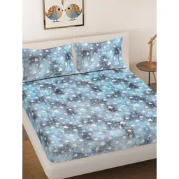 Myntra Elegant Homes Blue & White Printed 300 TC Double King Bedsheet Set 2.50 m x 2.25 m-picture-24