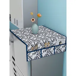 Myntra Elegant Homes Blue & White Printed Fridge Top Cover-picture-26