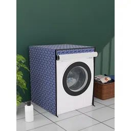 Myntra Elegant Homes Blue & White Printed Front Loaded Washing Machine Cover-picture-30