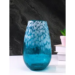 Myntra Elegant Homes Blue & White Speckled Glass FlowerVases-picture-21