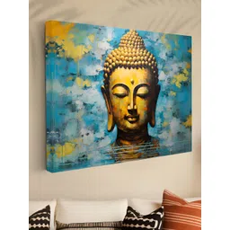 Myntra Elegant Homes Blue & Yellow Buddha Canvas Wall Art-picture-39