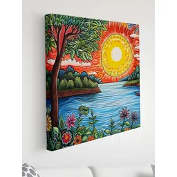 Myntra Elegant Homes Blue And Yellow Modern Art Printed Canvas Wall Art-image-17