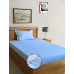 Myntra Elegant Homes Blue Chevron Printed 300 TC Single Bedsheet Set 2.20 m x 1.50 m-picture-40