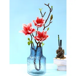 Myntra Elegant Homes Blue Ripple-Textured Glass Glossy Flower Vase-picture-41