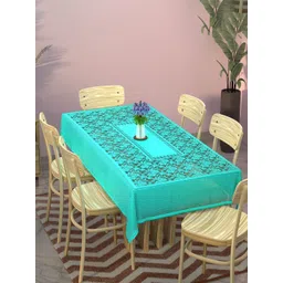 Myntra Elegant Homes Blue Self Flower Cotton 6-Seater Table Cover-picture-29
