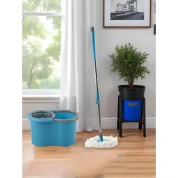Myntra Elegant Homes Blue Stainless Steel Wringer Mopping Bucket With 2 Refills-picture-41
