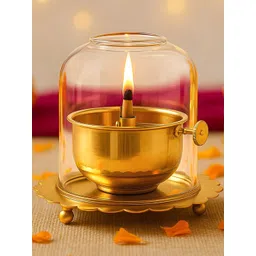 Myntra Elegant Homes Brass Akhand Jyoti Diya Oil Lamp with Adjustable Bati Knob-picture-17