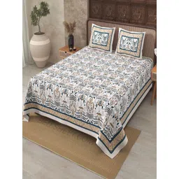 Myntra Elegant Homes Brown 180 TC Superfine Ethnic Motifs Cotton Queen Bedsheets-picture-17