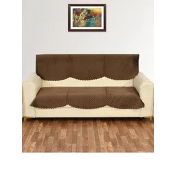 Myntra Elegant Homes Brown & Beige Velvet 2 Piece Sofa Cover Without Arms-picture-14