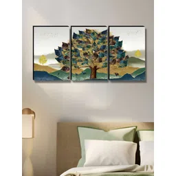 Myntra Elegant Homes Brown & Blue 3 Pieces Floral and Botanical Wall Arts-picture-33