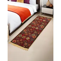 Myntra Elegant Homes Brown & Blue Printed Bed Side Runner-picture-37