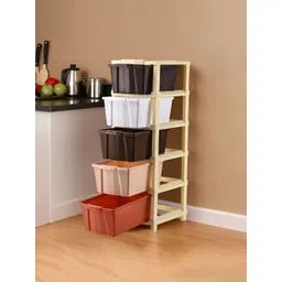 Myntra Elegant Homes Brown & White 5-Tier Collapsible Multi-Utility Organiser-picture-14
