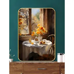 Myntra Elegant Homes Brown & Yellow Wood Floral and Botanical Wall Paintings-picture-24