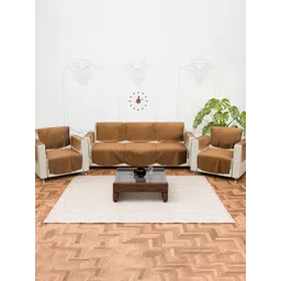 Myntra Elegant Homes Brown Cotton Sofa Cover With Arms-picture-35