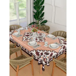 Myntra Elegant Homes Brown Floral Printed 6-Seater Cotton Centre Dining Table Cover-picture-18