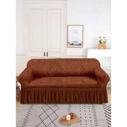 Myntra Elegant Homes Brown Solid Jacquard 1 Piece Sofa Cover With Arms-picture-27