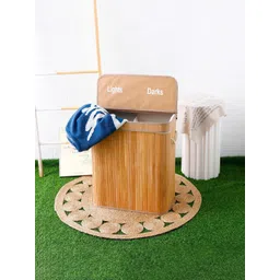 Myntra Elegant Homes Brown Striped Bamboo Eco-Friendly Foldable Laundry Bag With Lid-picture-13