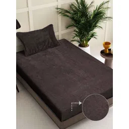 Myntra Elegant Homes Coffee Brown Woollen 300 TC Single Bedsheet Set 2.25 m X 1.5 m-picture-35