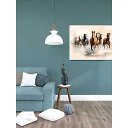 Myntra Elegant Homes Cream & Brown Seven Running Horses Birds and Animals Canvas Wall Art-picture-34