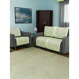 Myntra Elegant Homes Cream-Coloured & Brown Cotton Sofa Cover-picture-41