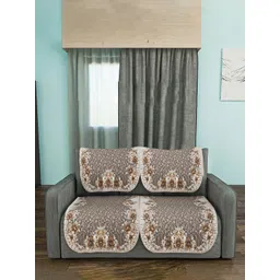 Myntra Elegant Homes Gold-Toned 2 Seater Printed Polyester Sofa Cover Without Arms-picture-35