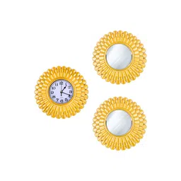 Myntra Elegant Homes Gold-Toned 3 Pcs Contemporary Wall Clock-picture-21