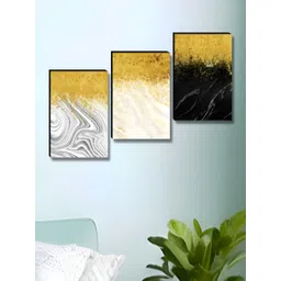 Myntra Elegant Homes Gold-Toned & Black 3 Pieces Abstract Wall Art-picture-16