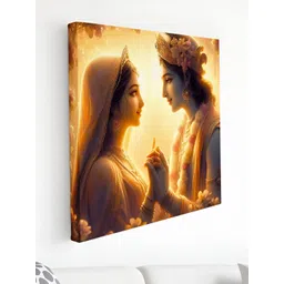 Myntra Elegant Homes Gold-Toned & Black Radha Krisna Printed Canvas Wall Art-picture-13