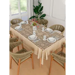 Myntra Elegant Homes Gold-Toned & Blue Floral Printed 6-Seater Cotton Table Cover-picture-39