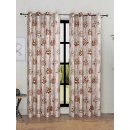 Myntra Elegant Homes Gold-Toned & Brown 2 Pieces Floral Room Darkening Door Curtains-picture-33