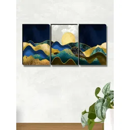 Myntra Elegant Homes Gold-Toned & Navy Blue 3 Pieces Abstract Wall Arts-picture-37