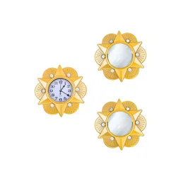 Myntra Elegant Homes Gold-Toned & White Contemporary Wall Clock-picture-24