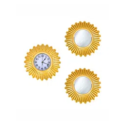 Myntra Elegant Homes Gold-Toned & White Textured Contemporary Wall Clock-picture-22