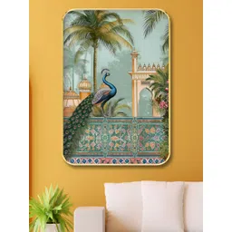 Myntra Elegant Homes Green & Blue Birds and Animals Peacock Printed Wooden Wall Art-picture-39