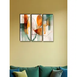 Myntra Elegant Homes Green & Orange Colored 3 Pieces Printed Wooden Wall Paintings-picture-38