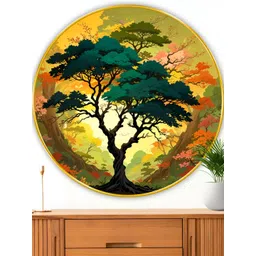 Myntra Elegant Homes Green & Orange Tree Floral and Botanical Wooden Wall Art-picture-37