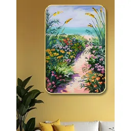 Myntra Elegant Homes Green & Pink Wood Flowers Wall Art-picture-24