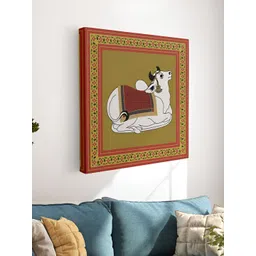 Myntra Elegant Homes Green & White Canvas Pichwai Cow Wall Art-picture-37