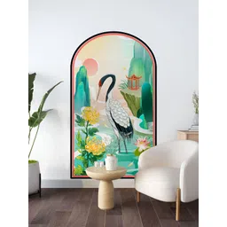 Myntra Elegant Homes Green & White Printed Arched Design with Garden Scene Wall Sticker-picture-34