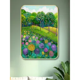 Myntra Elegant Homes Green & Yellow Floral and Botanical Printed Wooden Wall Art-picture-31