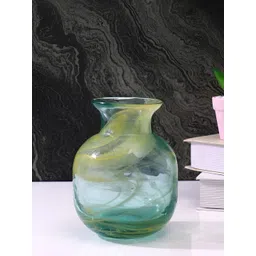Myntra Elegant Homes Green & Yellow Printed Glass FlowerVases-picture-34
