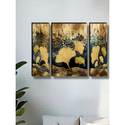 Myntra Elegant Homes Grey 3 Piece Synthetic Wood Floral and Botanical Wall Paintings-picture-14
