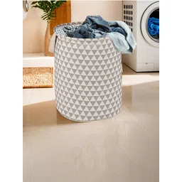 Myntra Elegant Homes Grey & Beige Triangular Cotton Foldable & Portable Laundry Bag-60 L-picture-32
