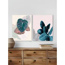 Myntra Elegant Homes Grey & Blue 2 Pieces Floral And Botanical Printed Wall Arts-picture-10