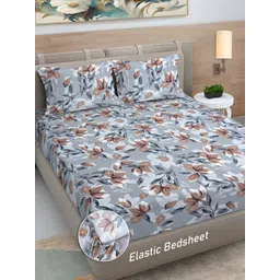 Myntra Elegant Homes Grey & Brown Printed 300 TC King Bedsheet Set 2.50 m x 2.25 m-picture-23