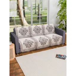 Myntra Elegant Homes Grey & Cream 6 Pieces Printed Cotton Sofa Cover-picture-23